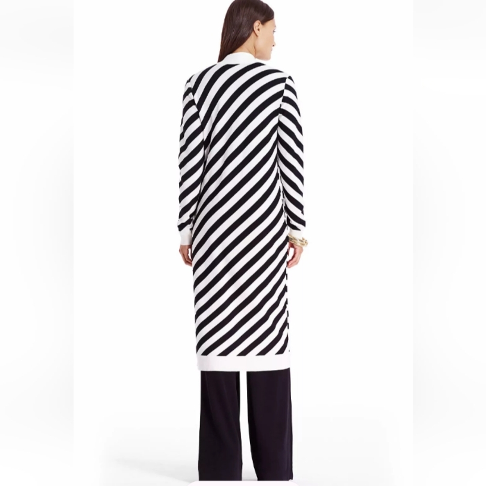 diane von furstenberg carlisle silk blend striped longline cardigan - Picture 2 of 15
